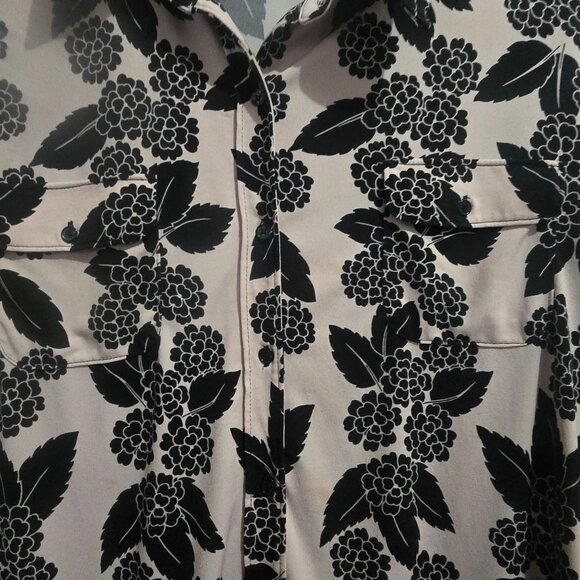 Karl Lagerfeld Paris Womens Floral Button-Up Blouse size L corporate grunge - Picture 5 of 10